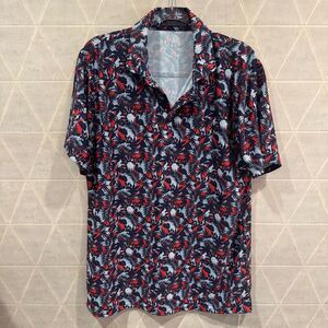 G/Fore Palm Fronds Tech Pique Slim Fit Golf Polo Shirt Men’s Size XL